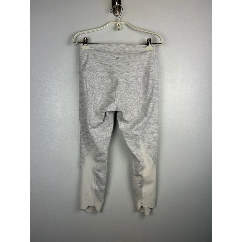 Lululemon Wunder Under High Rise Crop‎ Leggings Heathered Gray 8 Scallop Hem 24